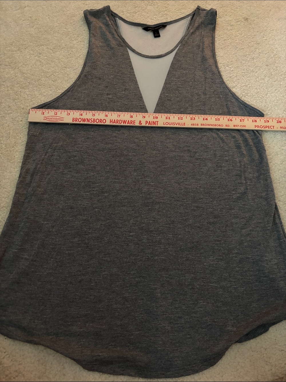 Banana Republic Gray Sleeveless V-Neck Tank with Sheer Inset